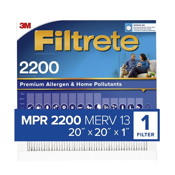 3M Filtrete 20 in. W X 20 in. H X 1 in. D Polypropylene 13 MERV Pleated Allergen Air Filter 1 pk EA02DC-6 - main